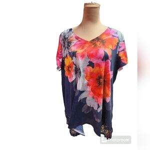 Time & tru short sleeve floral top